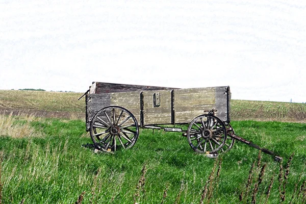 Carro de grano abandonado en un campo — Foto de Stock