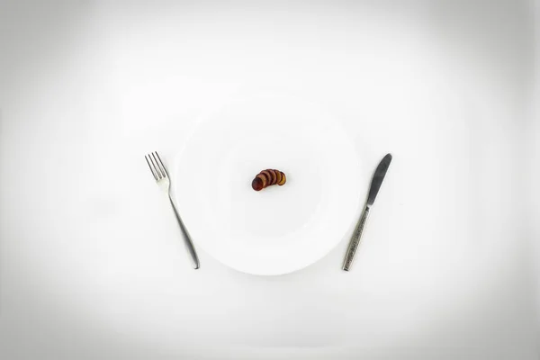 Diät Strenge Diät Eine Traube Auf Weißem Teller Von Oben — Stockfoto