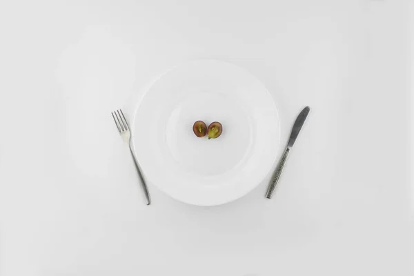 Diät Strikte Diät Die Beiden Hälften Der Traubenbeeren Auf Einem — Stockfoto