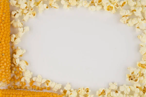 Making Popcorn Home Corn Cob Well Dried White Some Grains — Stock Photo, Image