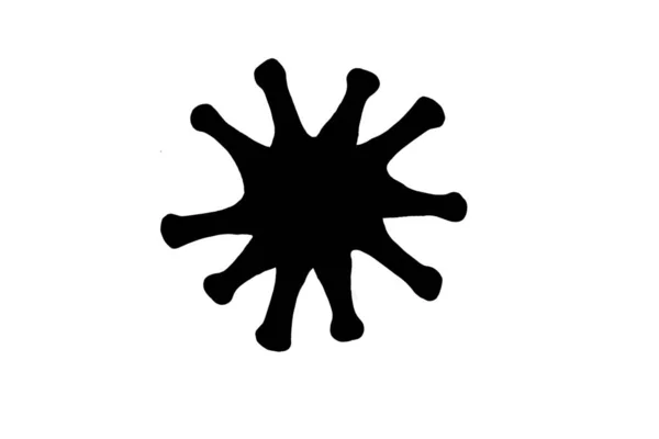 Illustration Einer Schwarzen Silhouette Eines Coronavirus Auf Weißem Hintergrund — Stockfoto
