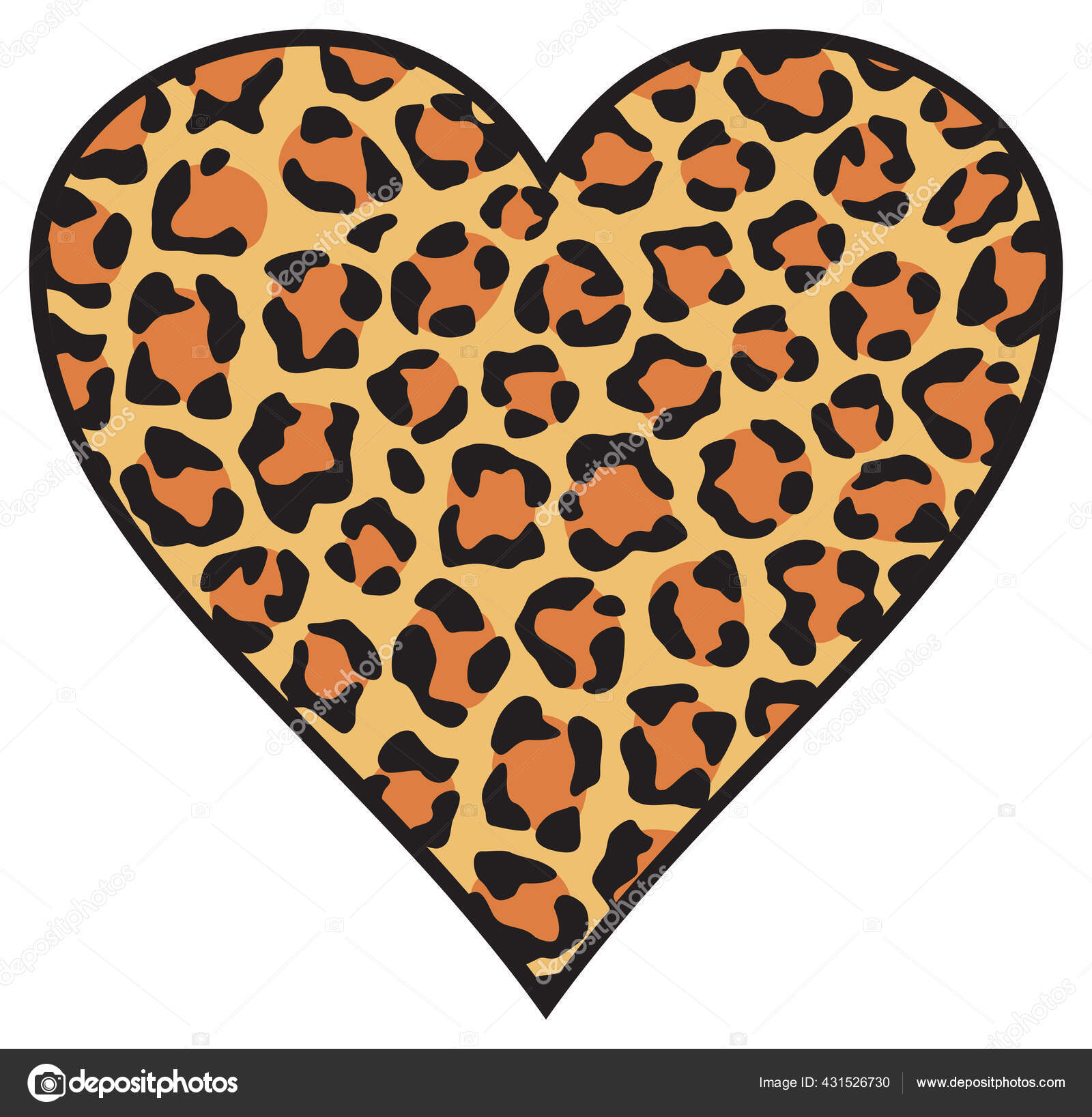 Leopard Skin Shape Heart Trendy Animal: vetor stock (livre de direitos)  1878958447