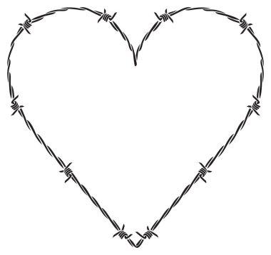 Dikenli ya da dikenli telli kalp vektör çizimi