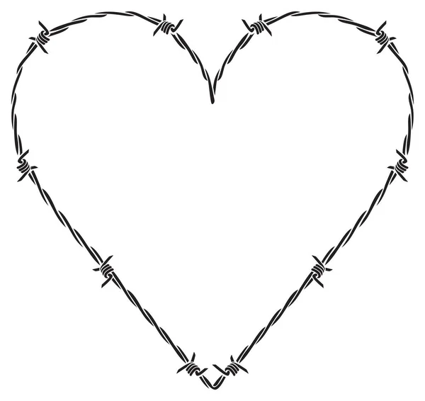 Barb Barbed Wire Heart Vector Illustration — Stock Vector