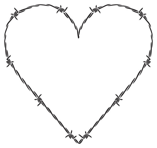 barb or barbed wire heart vector illustration
