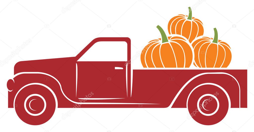 pumpkin truck vector illustration (fall design)