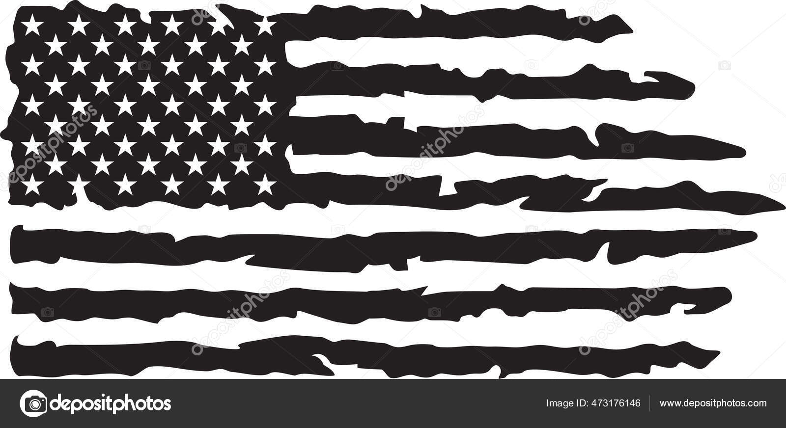 Usa Grunge Flag Black White Vector Stock Vector Image by