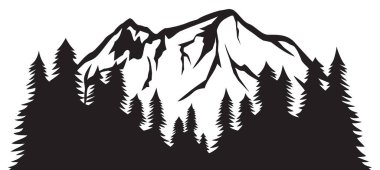 Dağ manzarası ve ormanın vektör çizimi