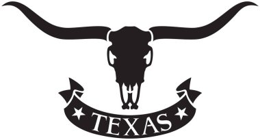 Texas Tasarımı ve Longhorn Head Skull vektörü