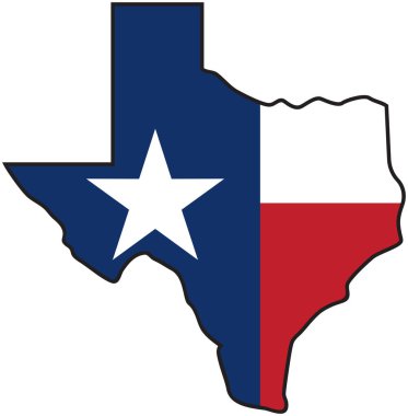 Bayrağı olan Teksas haritası (Lone Star State Design)