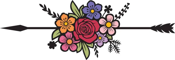 箭头和花的颜色矢量插图 — 图库矢量图片