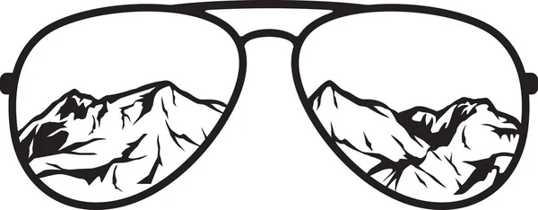 Gafas Sol Aviator Con Vector Paisaje Montaña — Vector de stock