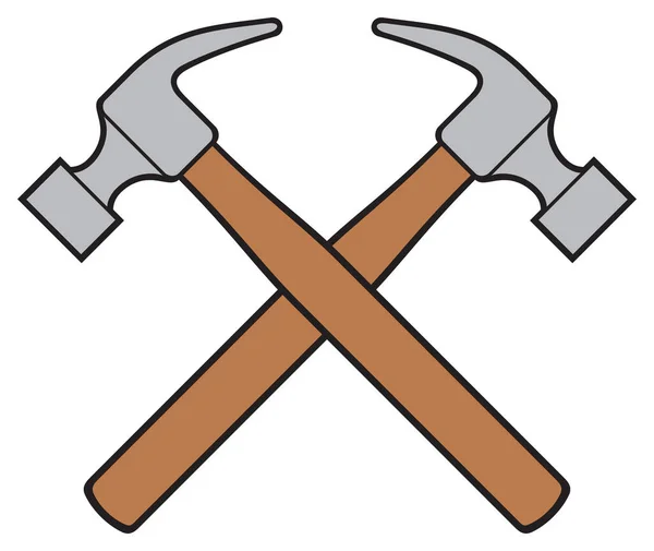 Crossed Hammers Vector Illustration Icon — Stock Vector