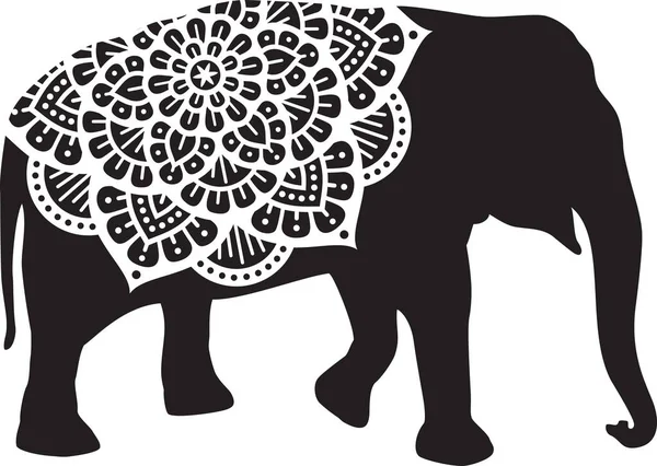 Olifant Mandala Ontwerp Pictogram — Stockvector