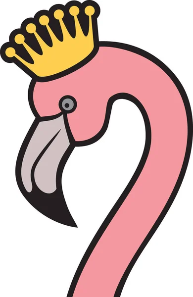 Taç Vektörlü Flamingo Başı — Stok Vektör
