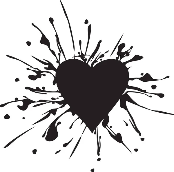 Heart Paint Stains Ink Blot Spots Splashes — Stock Vector