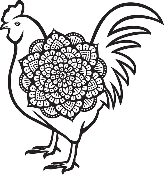 Ikon Desain Vektor Rooster Mandala - Stok Vektor