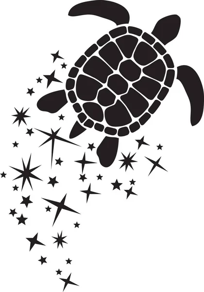 Tortuga Con Estrellas Chispas Vector — Vector de stock