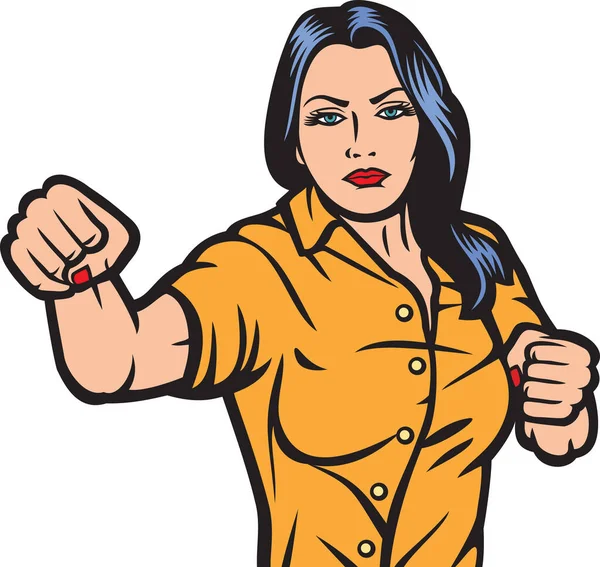 Girl Power Design Girl Punching — Stock Vector