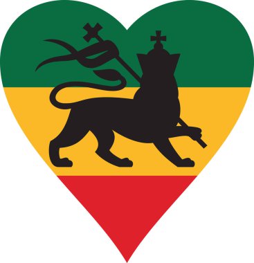 Judah aslanıyla Rastafarian kalp bayrağı