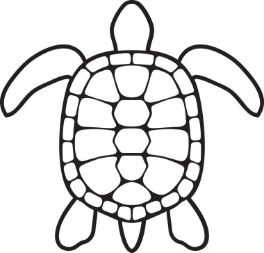 Kaplumbağa siyah beyaz vektör çizim