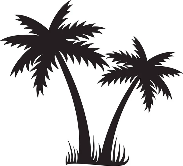 Two Palms Trees Black White — Stock Vector