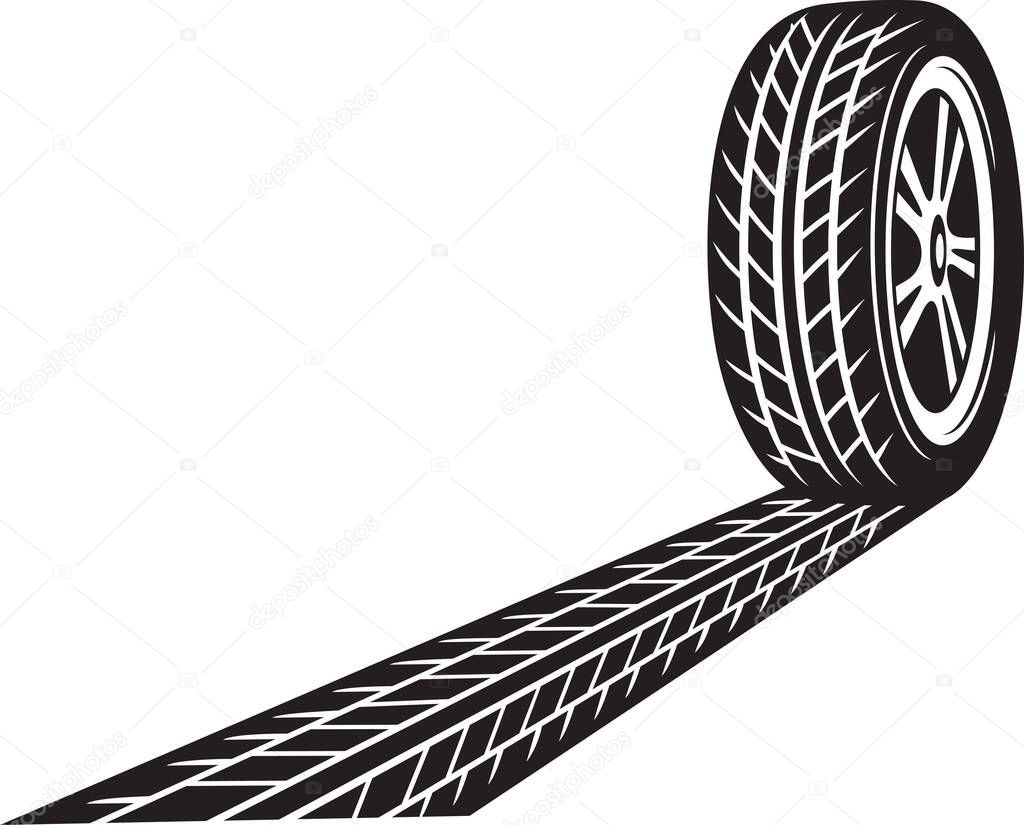 Tire and Track vector illustration