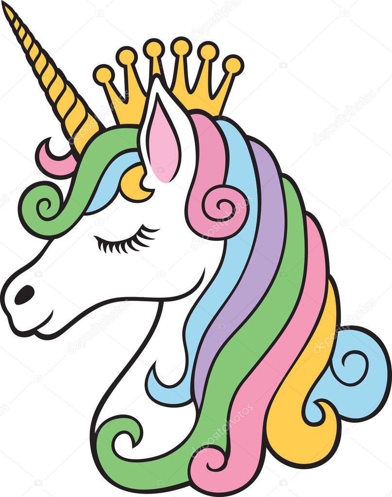 Unicorn princess with crown color 