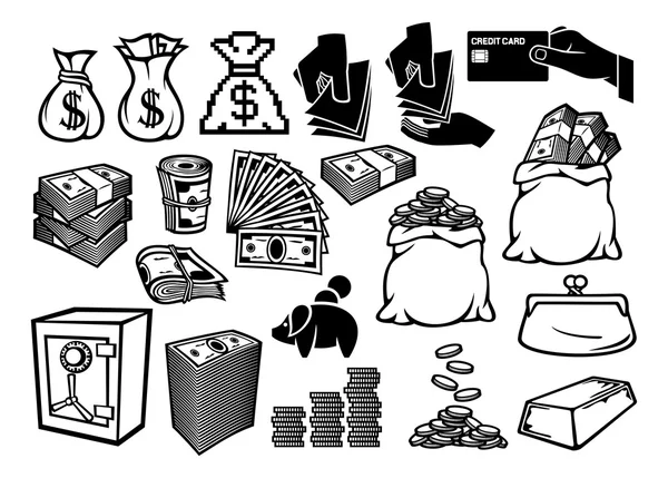 Geld icons set — Stockvector