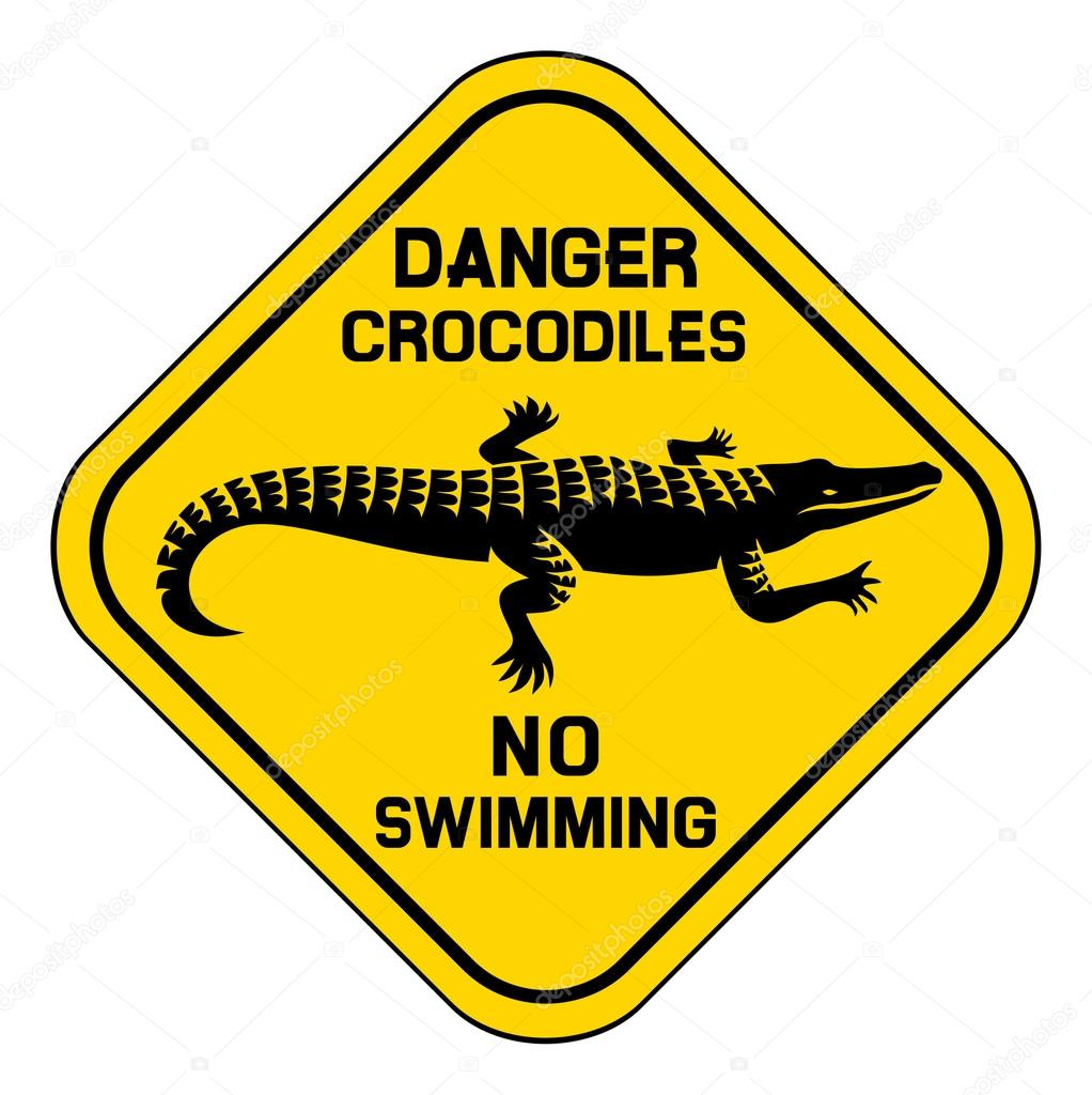 Danger crocodiles no swimming sign