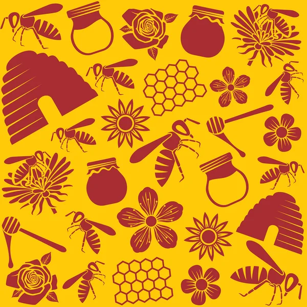 Icônes abeille et miel — Image vectorielle