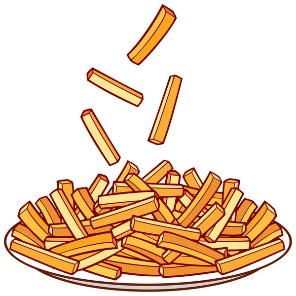 Papas fritas en un plato — Vector de stock