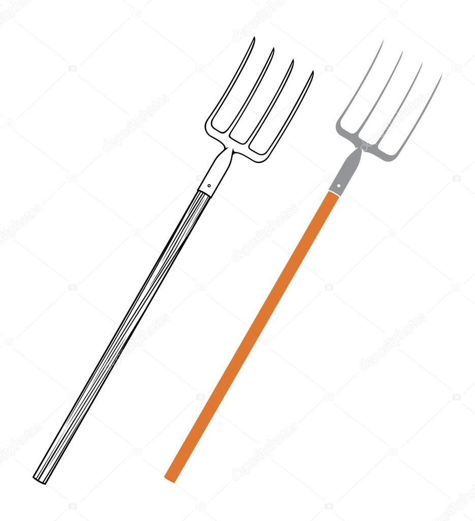 two pitchfork tools