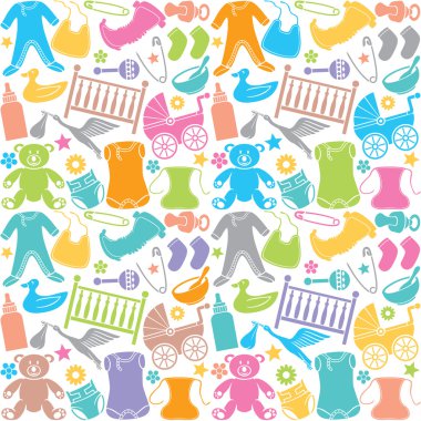 pattern with baby icons clipart