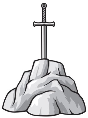 excalibur sword in stone clipart
