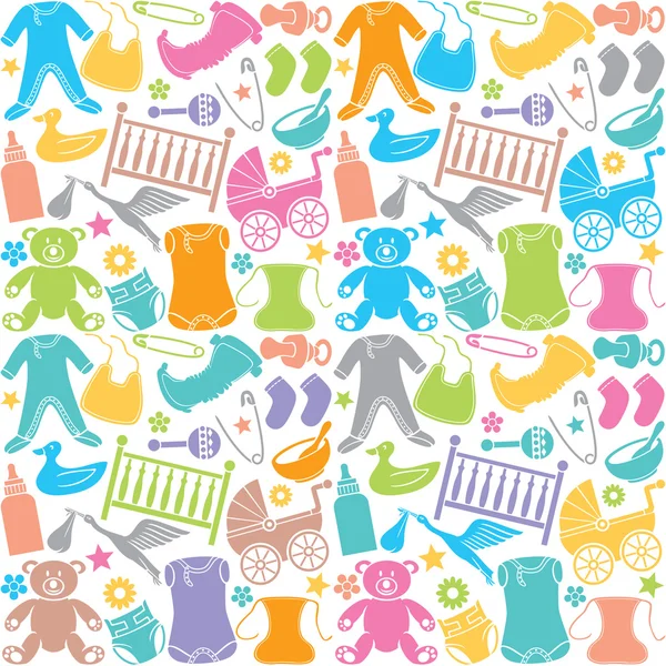 Muster mit Baby-Symbolen — Stockvektor