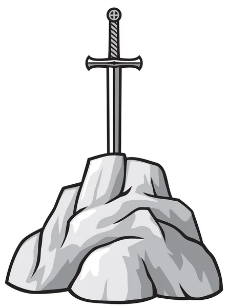 Espada excalibur en piedra — Archivo Imágenes Vectoriales