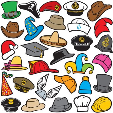 different types of hats clipart