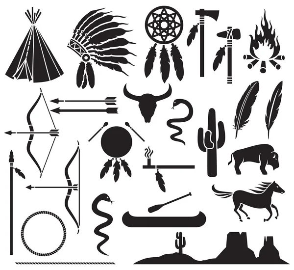 Amerikaanse Indianen pictogrammen — Stockvector