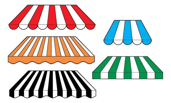 Conjunto de toldos listrados — Vetor de Stock