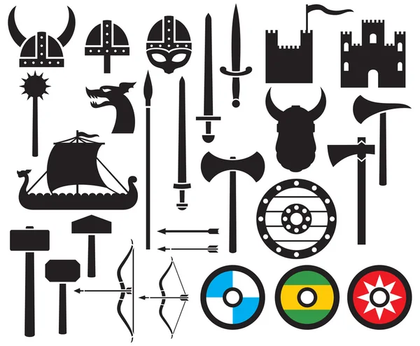 Colección de iconos vikingos — Vector de stock