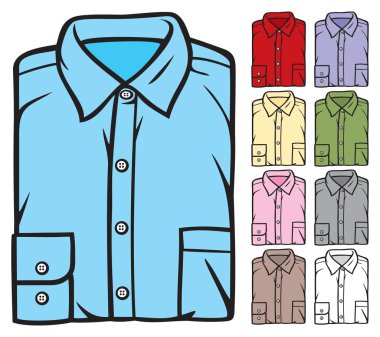 set of bright folded shirts clipart
