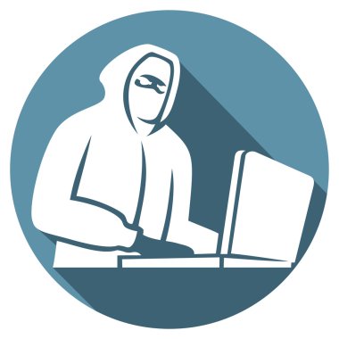 bilgisayar hacker düz simgesi