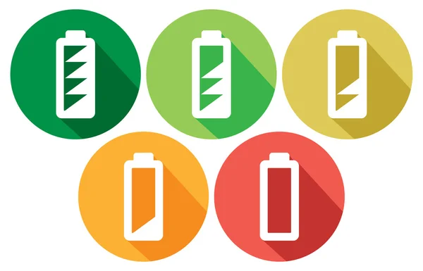 Batteries with different charge levels icons — Stock Vector