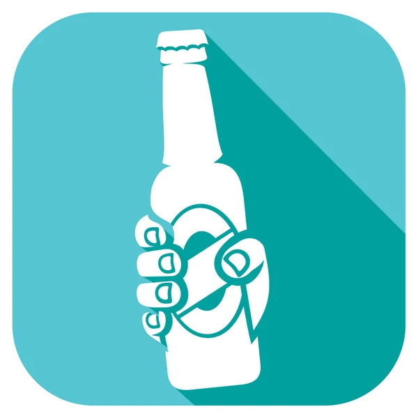 Mão segurando uma garrafa de cerveja — Vetor de Stock