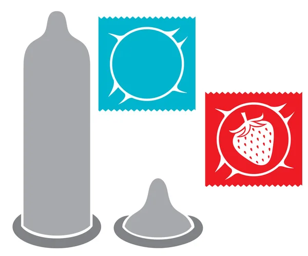 Condoms and packages icons — Stock Vector