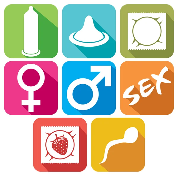 Sex flat icon set — Stock Vector