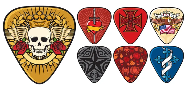 Palhetas de guitarra ou plectrums — Vetor de Stock