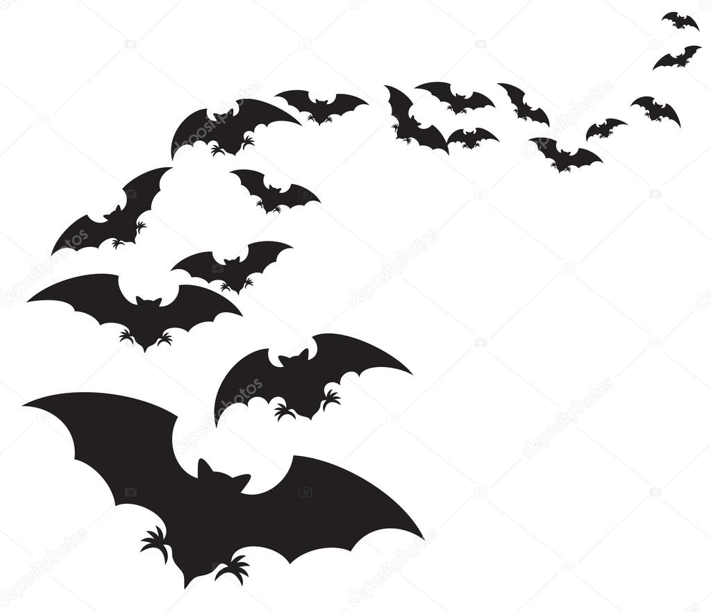 set of bats flying