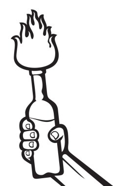 hand holding a Molotov cocktail clipart